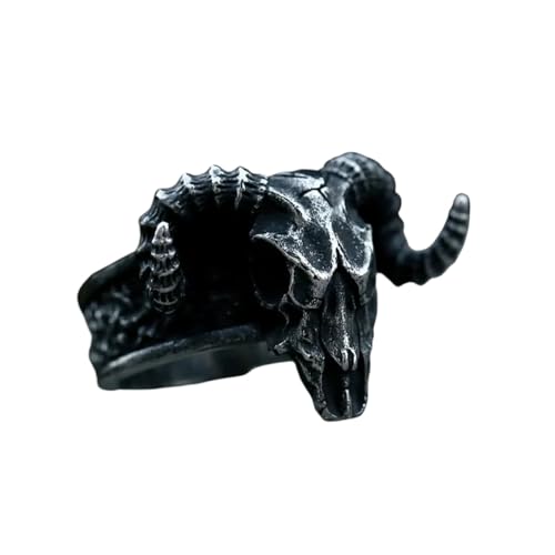 XIANIWENTE New 2026 316L Nose Viking Ancient Dish Sheep Head Skull Man Ring Vintage Opening Animal Jewelry With Wooden Box Fashion Accessories Creative Gift
