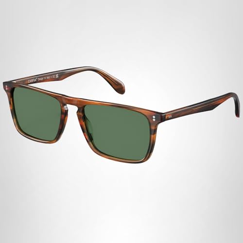 CARFIA Retro Polarized Sunglasses – Brown Striped Frame, Green Lens — view 10