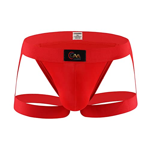Evankin Men Sexy Briefs Hollow Out Cotton Underwear Jockstrap Leggings Bulge Pouch Lingerie(Red,M)