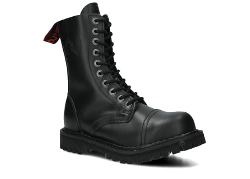 nagaba - Stahlkappenschuhe - Herren Springerstiefel - Herrenstiefel - Stiefel Männer - 10H Army Ranger Stahlnase Schuhe Lederschuhe Grunge Gothic Schuhe Punk - Unisex 10-Loch - Schwarz - 43