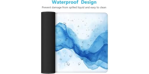 Tapis de souris grand format bleu anti-effilochage résistant à l'eau - 7
