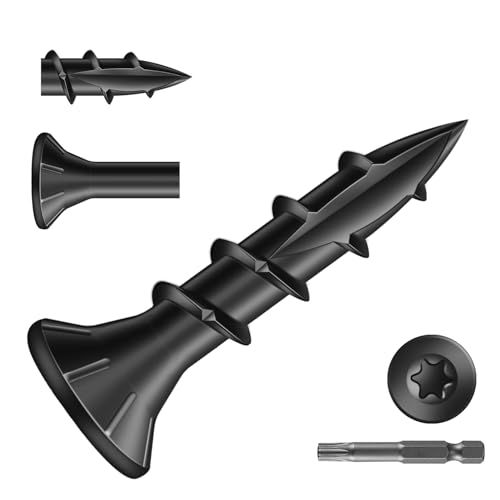 Image of #8 x 3 /4 inch Deck Screws (260Pcs) 1lb. Exterior Wood Screws. Carbon Steel, Black, Flat Head, Rust Resistant epoxy Coated, with T25 Star Bit