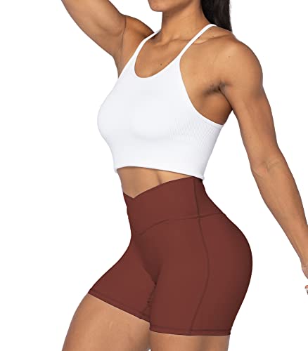 Image of Sunzel Crossover Biker Shorts for Women, No Front Seam V High Waist Yoga Workout Gym Shorts with Tummy Control | 4 Or 6-Inch Inseam, High Waisted, Tummy Control, Crossover Waist, Buttery Soft, No Front Seam, Squat Proof, Compression