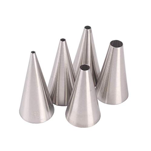 DUORUI 5pcs Icing Piping Nozzle Tips Cream Cake Decorating Cupcake Fondant Cake Macaron Stainless Steel Round Opening Shape