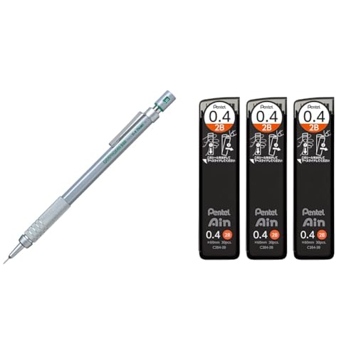 【セット買い】ぺんてる シャープペン グラフギア500 PG514 0.4mm&ぺんてる シャープ芯 ぺんてるアイン 0.4mm 2B 3個 AMZ-XC2842B3P
