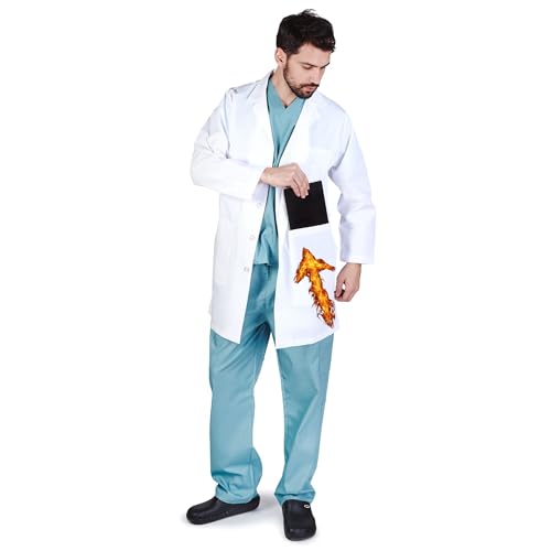 M&M SCRUBS Men IPAD Pocket Holder Lab Coat XXXL White