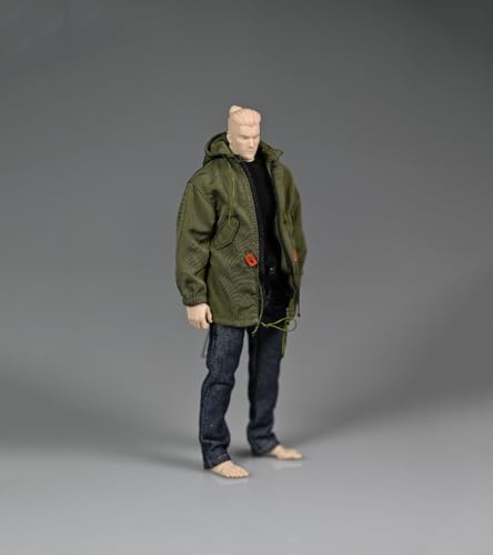 1/12 Scale Clothes,Green Military Trench Coat Long Coat Windbreaker Loose Works Clothing for 6inch Male/Female Action Figure Body (Male Coat Clothes)