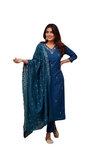 Kurta pour femme avec Dupatta costume traditionnel chicankari anarkali coton