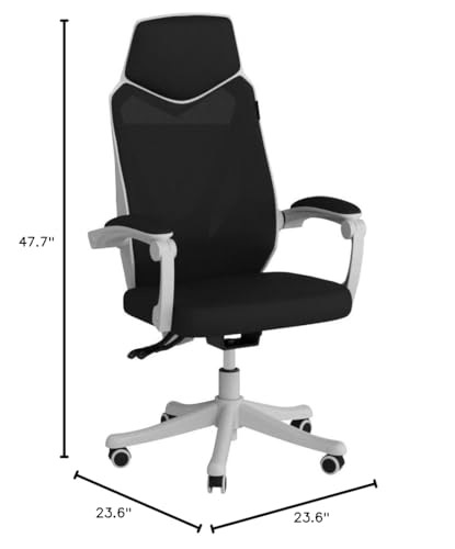 Hbada Office Adjustable Chair, High Back with Breathable Mesh Recline Desk Chair, White