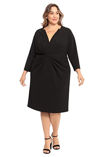 Maggy London Women's Plus Size Notched V-Neck Sophisticated Sheath Dress Event Office Workwear Guest of4