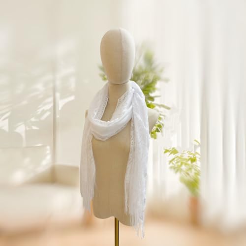 Women's Lightweight Breathable Lace Shawl Fringe Scarf Elegant Crochet Pattern Soft Wrap Shawl Accessories3