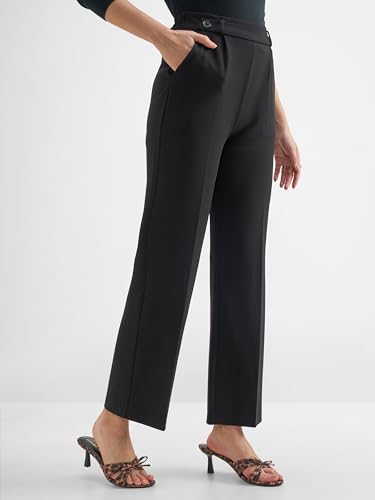 Image of Tokyo Talkies Wide Leg Relaxed fit Korean Pants |Ultra Soft|High Rise Pleated Trousers |Workwear|Formal All Day wear