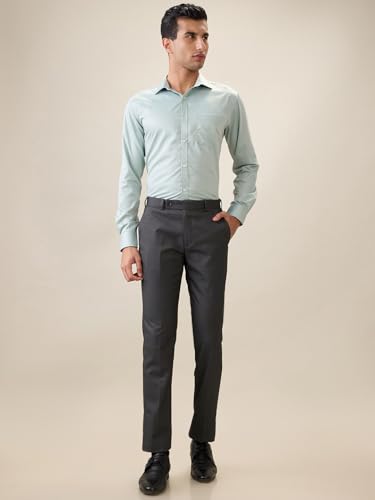 Image of Park Avenue Men Slim Fit Solid Pattern Cotton Polyester Blend Semi Cutaway Collar Full Sleeve Casual Shirt
