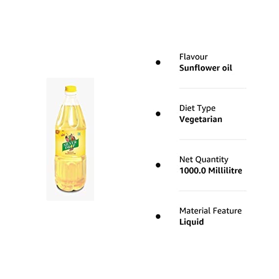 Image of Silver Drop Refined Sunflower Oil 100% Natural, Pure for Cooking and Frying | Healthiest Cooking Oil | Edible Cooking Oil (1 Liter Bottle)