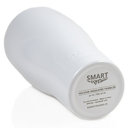Smart Cooler 30 Oz. Sweat Free Ultra-Tough Double Wall Stainless Steel Tumbler Cup with Leak-proof Heavy Duty Tumbler Lids (Slide Lid & Flip Lid), Straw, & Cleaning Brush - White - Thumbnail 4