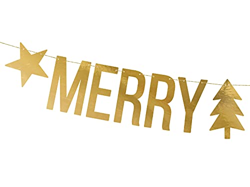 Color-Up.Shop Guirlande Merry Christmas dorée 150 x 10,5 cm – vue 2