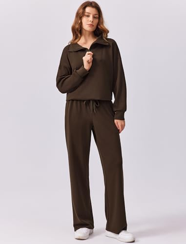 Image of PINSPARK 2 Piece Sets for Women 2026 Fall Outfits Sweatsuit Oversized Sweatshirt Wide Leg Sweatpants Matching Set Tracksuit