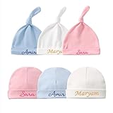 100% Cotton Personalized Toddler Baby Beanie for Newborn Boys and Girls, Custom Embroidered 0-6 Month Infant Hat with Name, Customized Baby Birthday Gift Multicolor