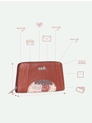 Image of ZOUK Arika Zipper Wallet for Women | Card Holder Wallet with 10 Card Slots, Coin Pouch & Cash Compartments | Purse for Women Stylish | Fits Phones up to 6.7 inch | Kutch Gamthi