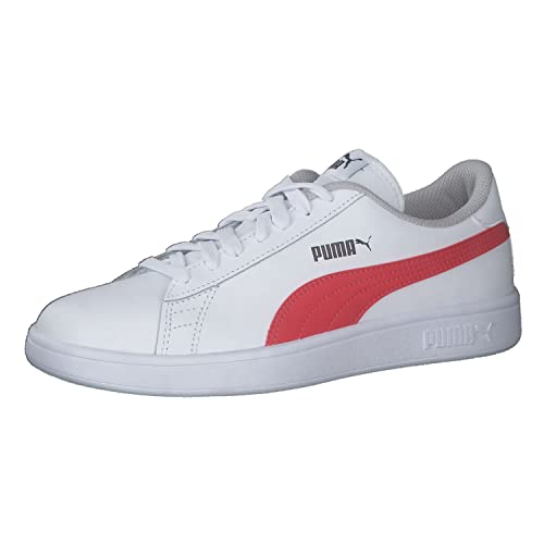 PUMA Smash v2 L Jr Sneakers, White HIGH Risk RED, 38 EU