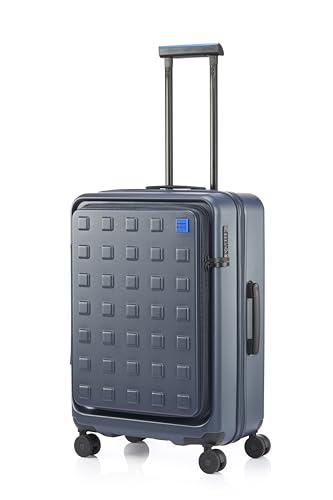 Image of Samsonite Red TOIIS M Expandable 68 Cms Medium Check-in Polycarbonate Hard Sided 8 Wheel Spinner Luggage /Suitcase /Trolley Bag (Navy Havana) (Double Wheel), Blue