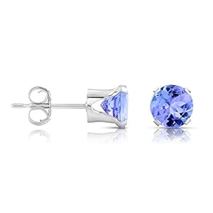 Natalia Drake 5.5mm Round Tanzanite Stud Earrings for Women in Rhodium Plated 925 Sterling Silver