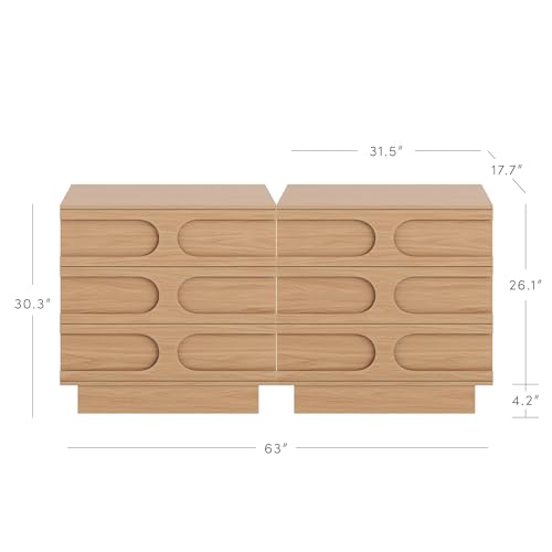 Image of Nathan James Iris 3 Drawer Dresser, Mid-Century Modern Solid Wood Dresser for Bedroom, Raw Oak Set of 2