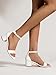 PARTY Women's Open Toe Ankle Strap Low Block Chunky Heels Sandals, White Pu B, 8