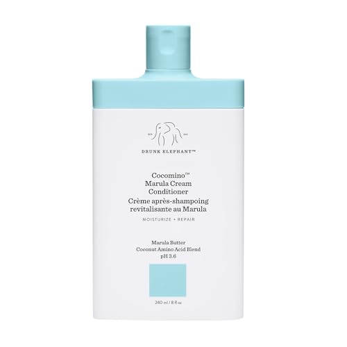 Drunk Elephant Cocomino Marula Cream Conditioner - 240 ml/8 fl oz - Coconut Amino Acids - Clean Clinical - Sulfate-Free - Cruelty-Free - Dermatologist-Tested - Free of Essential Oils, Silicones, SLS