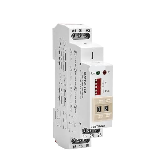 Relé temporizador digital GRT8-K de 230V con retardo de apagado para carril DIN
