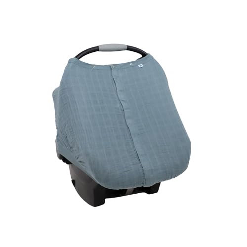 Image of Little Unicorn Baby Car Seat Canopy | Soft & Breathable Muslin Fabric | Magnetic Closure Cover & Universal Fit | for Protection & Privacy | Nursing Cover (Sea)