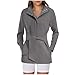 Womens Belted Fall Jackets Open Front Wrap Trench Coat Long Sleeve Casual Dressy Travel Outerwear with Pockets Gray