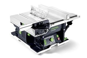 Festool Akku-Tischkreissäge CSC SYS 50 EBI-Basic (mit Kreissägeblatt, Parallelanschlag, Schiebestock, Winkel-Rastanschlag, Spänefangsack, Spaltkeile)