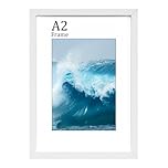 FamiPrts A2 Frame, Wooden A2 Picture Frames, Versatile White Frame, Dual Orientation (Landscape/Portrait), Includes Wall Hooks - Wall Mount for Home, Office, Gallery