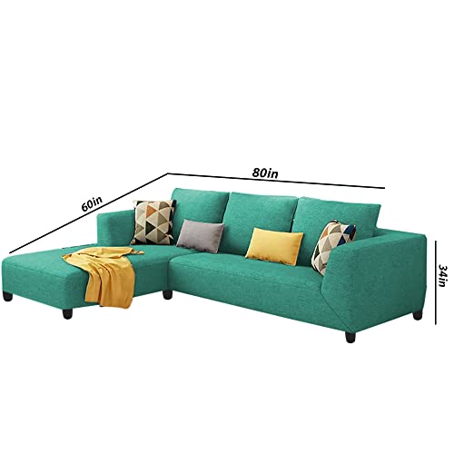 Image of Galib RHS 4 Seater L Shape Sofa Set for Living Room (Turquise Fabric)