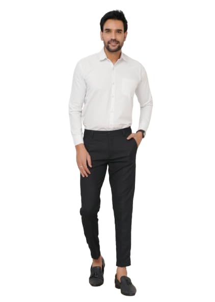 pt padmark Men's Formal Ankle Fit Trousers | Mid Rise Slim Fit Flat Front Pants | Non-Stretchable Poly Cotton Formal Wear for Office & Business-picture-26