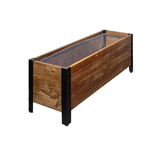 Amazon Basics Recycled Wood Rectangular Garden Planter, 37 x 13 x 15-Inch (LxWxH)