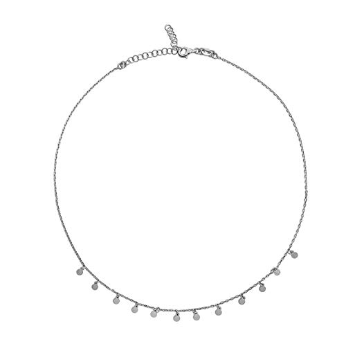 Casa de la Medalla - Collar Chapitas en Plata de Primera Ley 925, Gargantilla Corta para Mujer, Choker con Discos Chapas