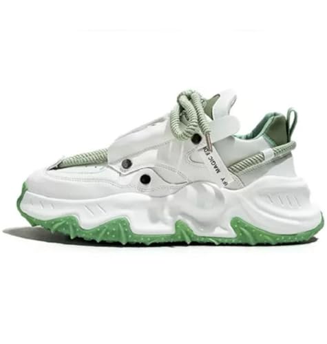 Image of Men's Chunky Sneakers, Faux Leather Upper, Lace-up, Round Toe, Streetwear Style, Casual Wear