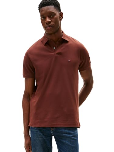 Tommy Hilfiger Men's 1985 Classic Short Sleeve Polo, Pure Brown X-Small
