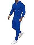  seiveini Ensemble Homme Jogging Manches Longues Ensembles Survêtement 2 Pièces Sweat à Capuche et Pantalons Longue Tenue de Sport A Bleu Foncé M