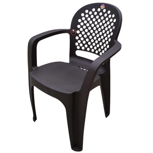 Image of Cello Crystal Armrest Plastic Chair with Matt Finish | Chairs for Home, Garden, Living Room Indoor and Outdoor Use (Colour: Brown, Set of 2)