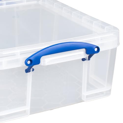 Image of Really Useful Box 5 Pack 17L Plastic Storage Bins with Snap Lids and Clip Lock, Clear