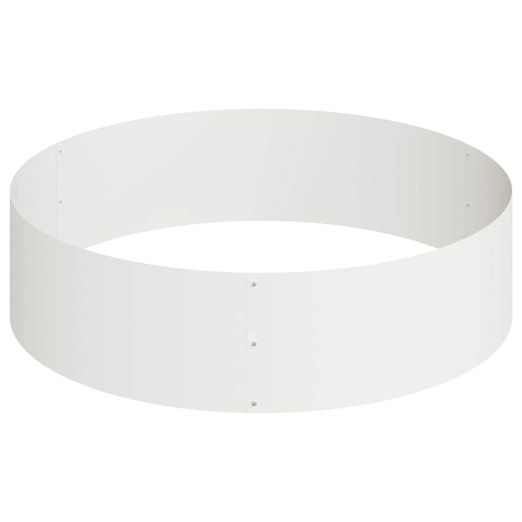 Aiuola rialzata rotonda in acciaio, 120 x 120 x 20 cm, vaso per piante, bianco, da giardino | Robusto vaso rotondo in acciaio laminato a freddo per terrazza e giardino, ideale per erbe e fiori.