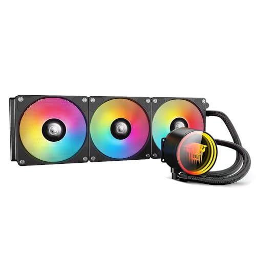TZMRIT TK1 Coloured Light Aio Water Cooling CPU Cooler 800-1800RPM PWM Fan for LGA115X/1200/1700/1366/2011/2066, for FM2/FM2+/AM3+/AM4/AM5 (360BK)