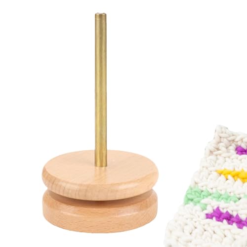 Soporte para bolas de tejer de madera y eje de acero inoxidable para organizar lana 6