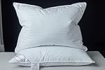 Goose Feather Blend with Polyester Bed Pillows 100% Cotton, Medium Soft Soft Support Standard Pack of 1, Stripe White
