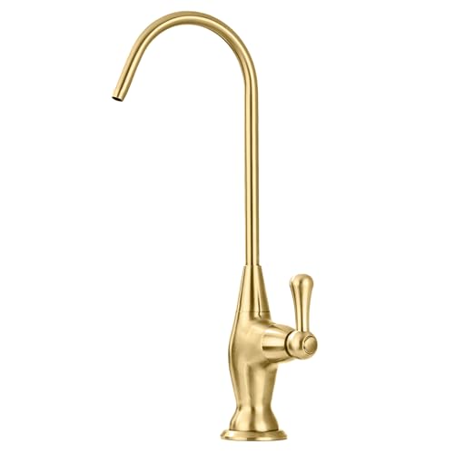 Sink Drinking Water Faucet, Sink Water Filter System, Suitable for Most Reverse Osmosis or Water Filtration Systems, Stainless Steel Reverse Osmosis Faucet for Kitchen Bar, Brushed Gold
