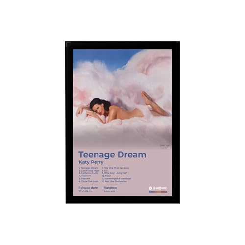 Image of BLINKART Katty Perry - Teenage Dream Wall Photo Frames | Wall Art for Bedroom, Living Room, Studio or Office | Album Cover Print with Spotify Song Link QR Code | Gift for Fans - 8x12 In
