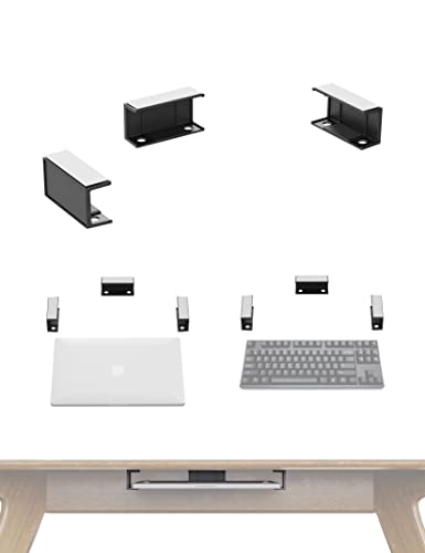 NOTMBESTM Under Desk Laptop Holder Under Desk Rack Mount for Keyboard & Small Devices Also Fit for Cable Box Wall Mount Tray Organizer Like Routers, Modems, Network Switch and More